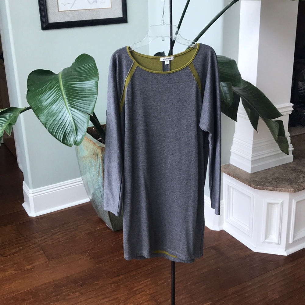 Gray and Green Long Sleeve Dress